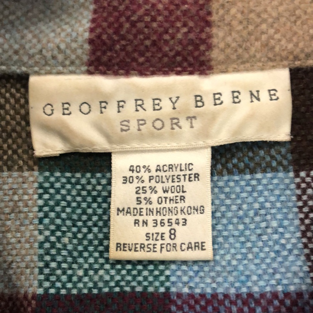 Geoffrey Beene Sport 8 Jacket Shirt Multi Colour Check Pockets Button Excellent - Picture 2 of 9